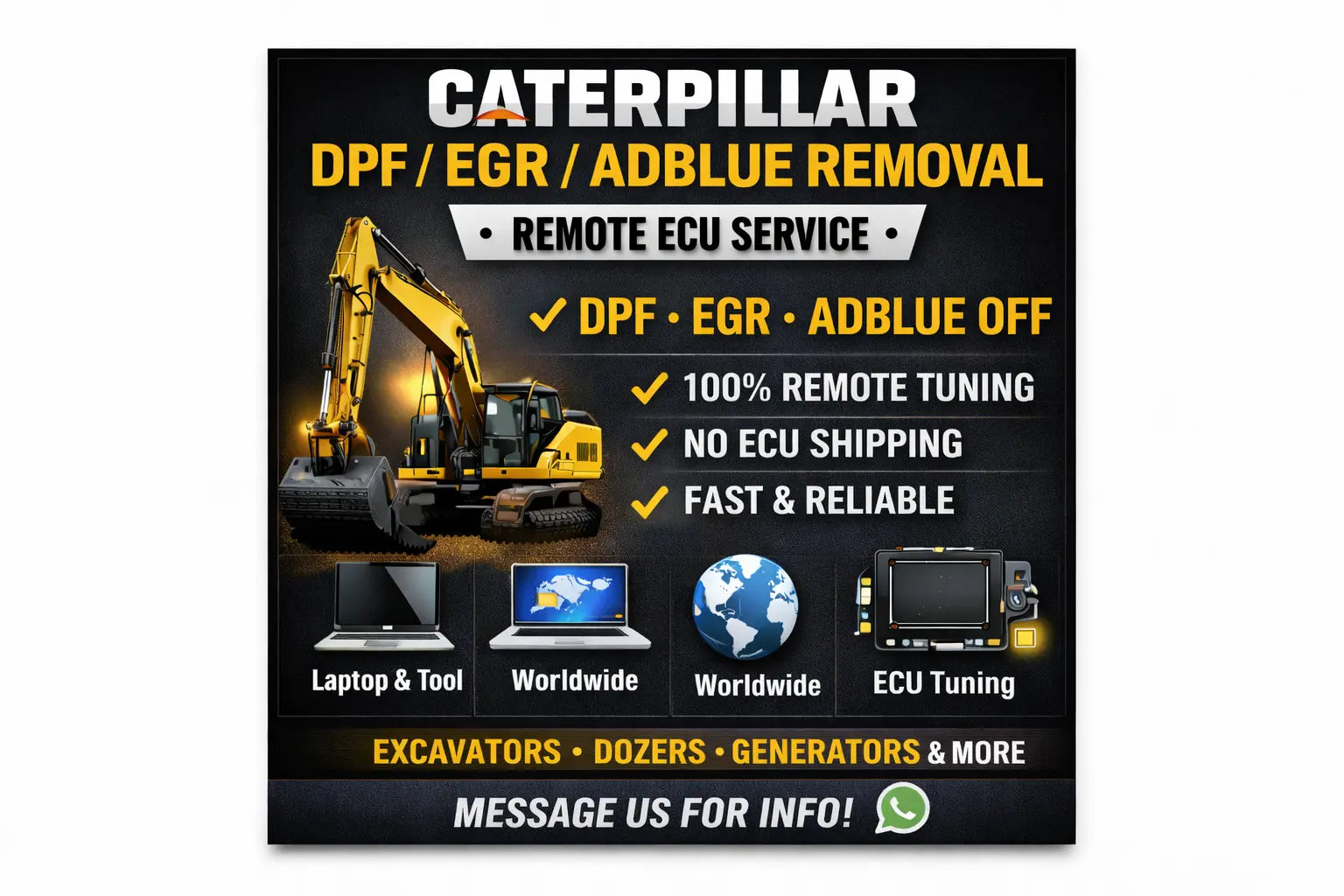 CATERPILLAR DPF / EGR / ADBLUE REMOVAL SERVICE ONLINE REMOTELY QUANTUM OBD
