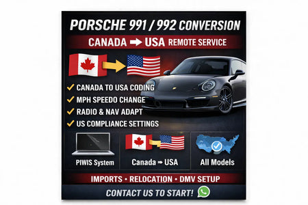 PORSCHE 991 / 992 CONVERSION CANADA TO USA - REMOTELY VIA TEAMVIEWER QUANTUM OBD