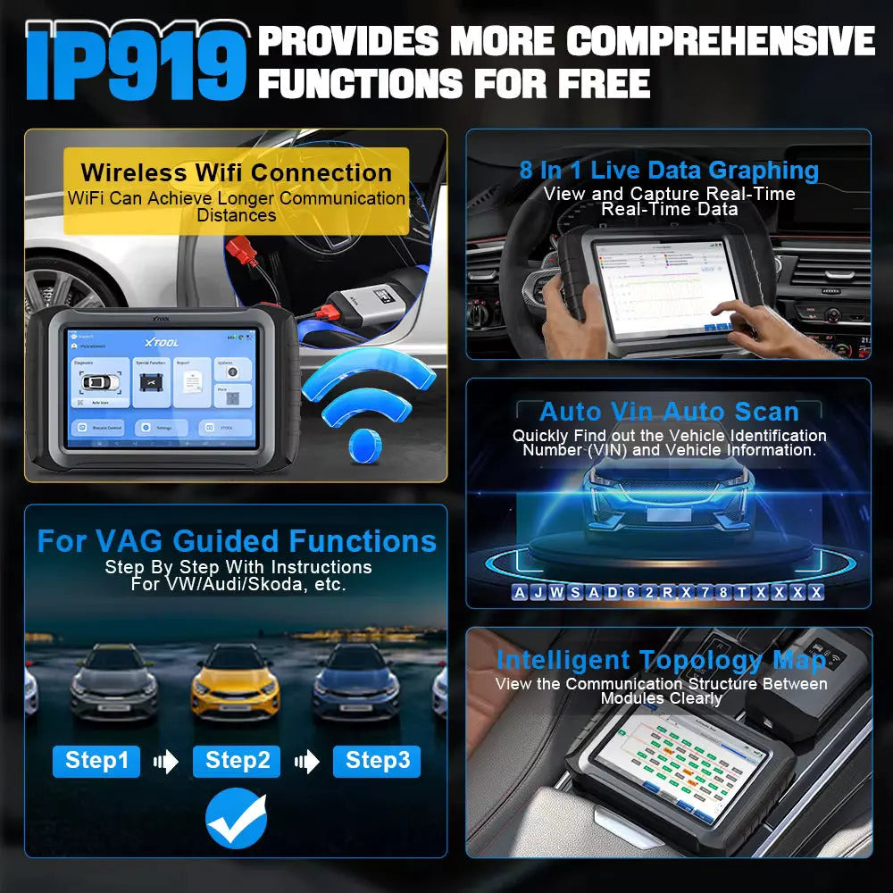 2025 XTOOL IP919PRO Automotive Scanner ECU Coding Bidirectional CANFD/DOIP/FCA Auto Auth OBD2 Diagnostic Tool All System QUANTUM OBD