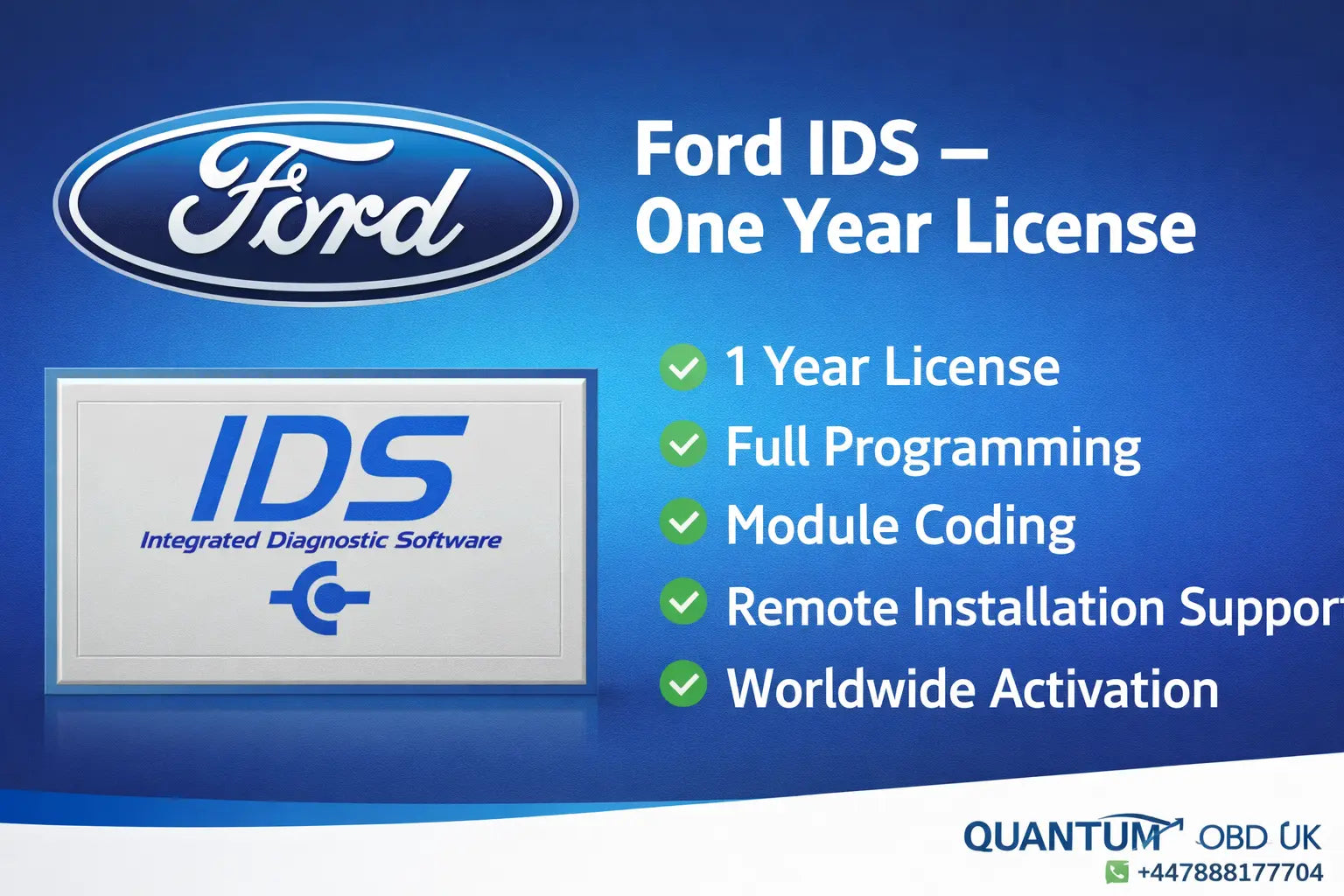 Ford IDS + Ford FORScan Software — 1 Year License | Remote Installation | Worldwide Activation QUANTUM OBD