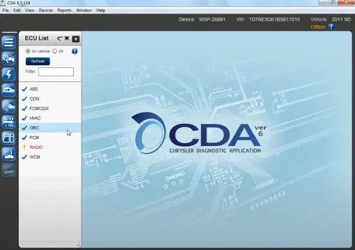2023 CDA 6.15 CDA6 Chrysler Dealer Diagnostic Application Software Work with Witech MicroPod II 2 Flash Program for Fiat/Dodge/Chrysle/Jeep QUANTUM OBD